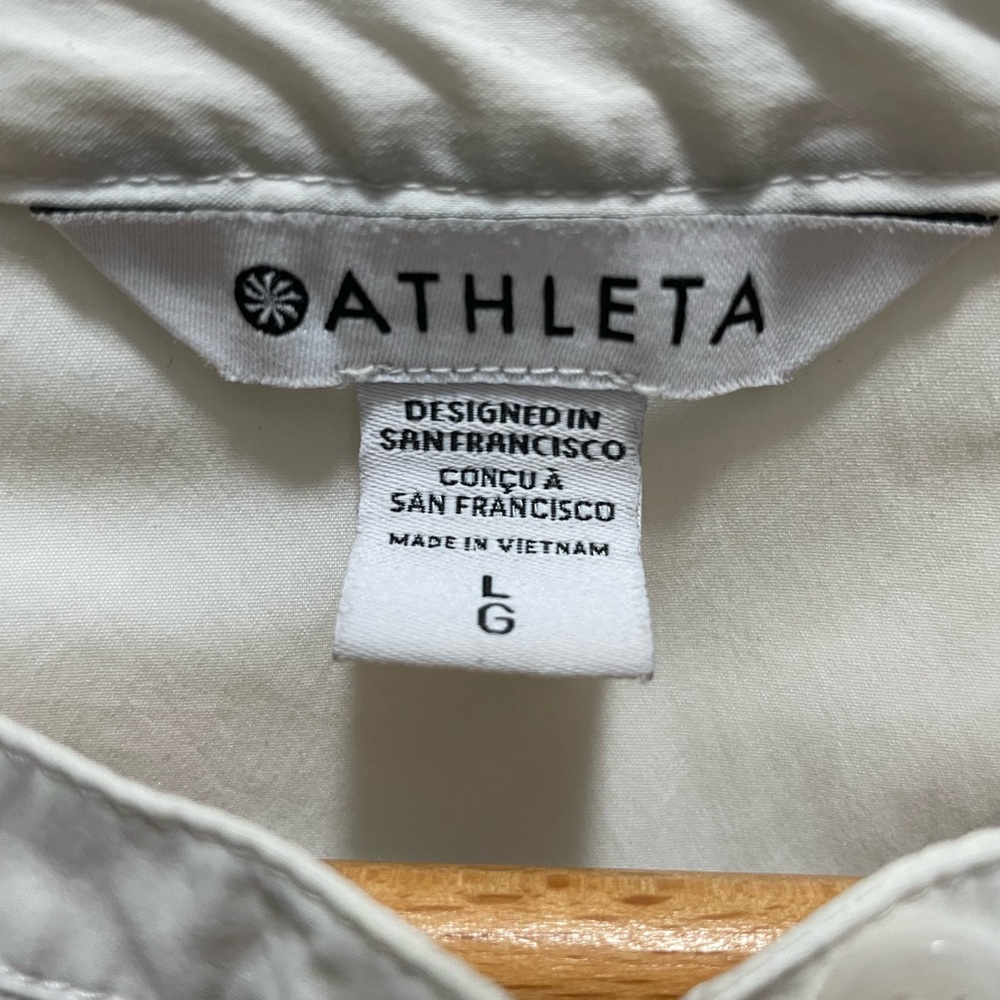 Athleta White Performance Polyester Button Down S… - image 4